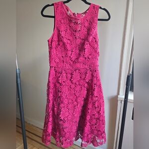 White House Black Market Fuchsia Lace Dress